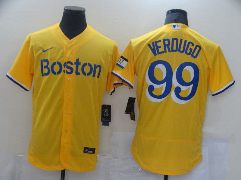 Men Boston Red Sox #99 Verdugo Yellow Elite 2021 Nike MLB Jerseys->boston red sox->MLB Jersey